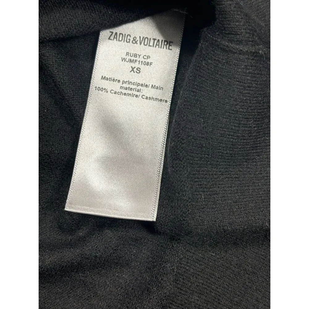 Zadig & Voltaire NWT Ruby Oversized‎ Featherweight Cashmere Sweater Noir X-Small - Picture 7 of 9